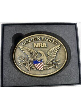 NRA Golden Eagles 2015 Commemorative Belt Buckle Red White Blue Enamel Shield D6